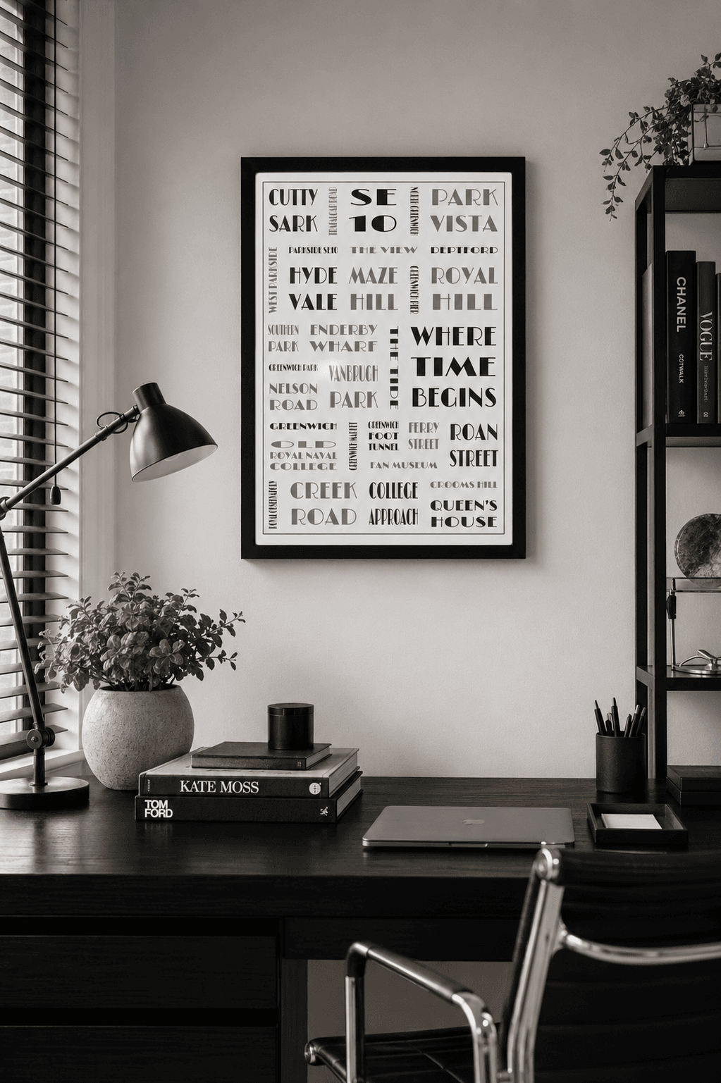 Greenwich (SE10) framed print in a room scene