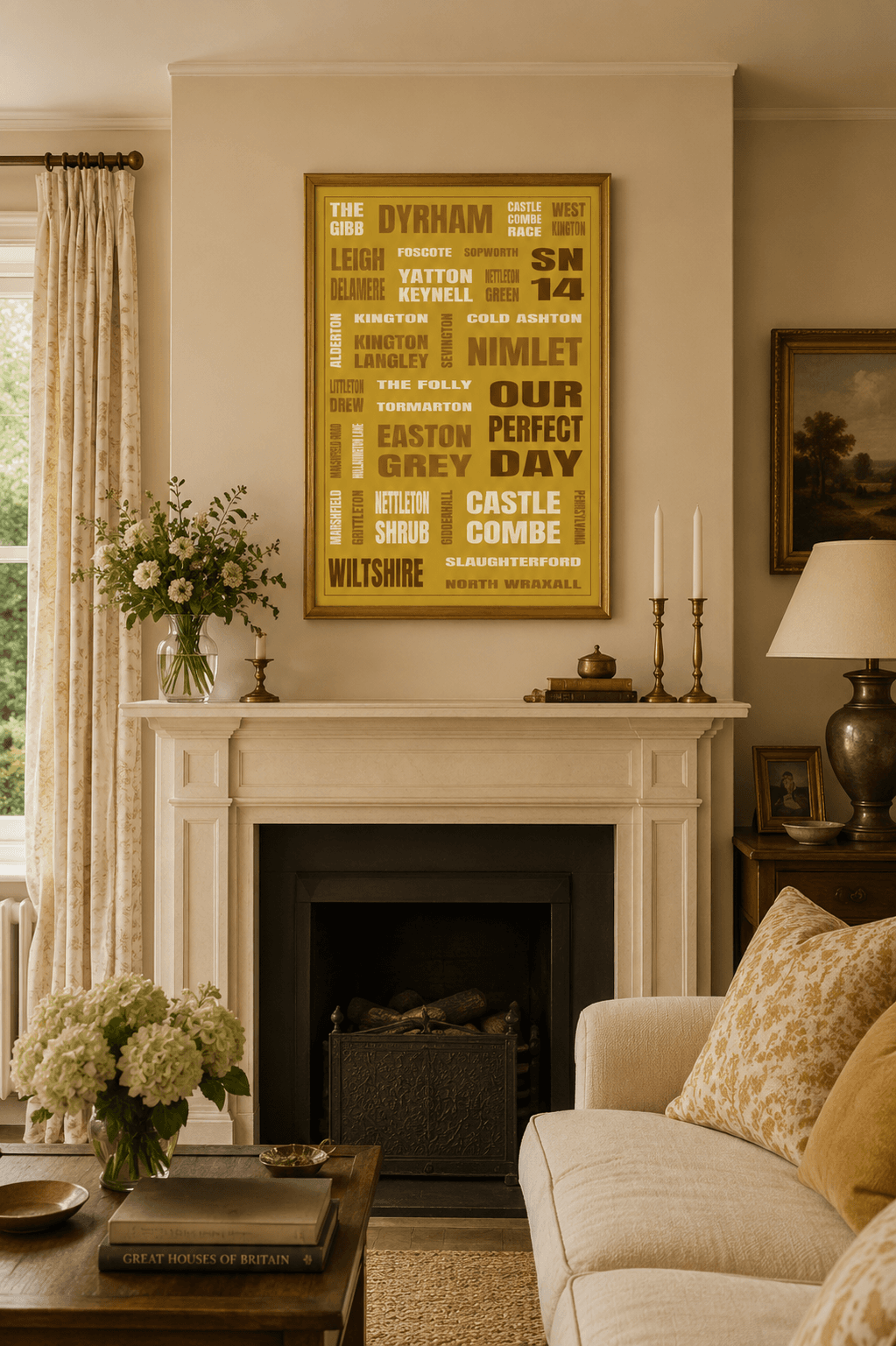 Castle Combe (SN14) framed print in a room scene